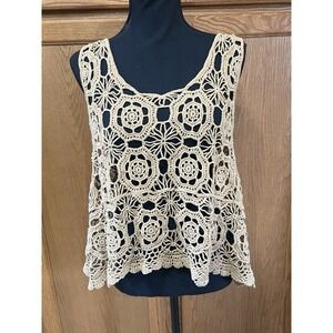 Adora Crochet Layering Tank Top One Size Camel Brown Boho Festival